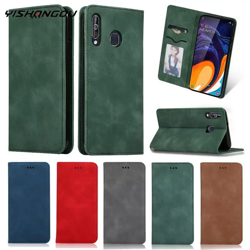 Кожаный чехол для samsung Galaxy A50 A70 A30 A60 A7 A9 A6 A8 плюс J4 J6 плюс M40 M30 M20 M10 Магнитный откидной Чехол-кошелек с подставкой