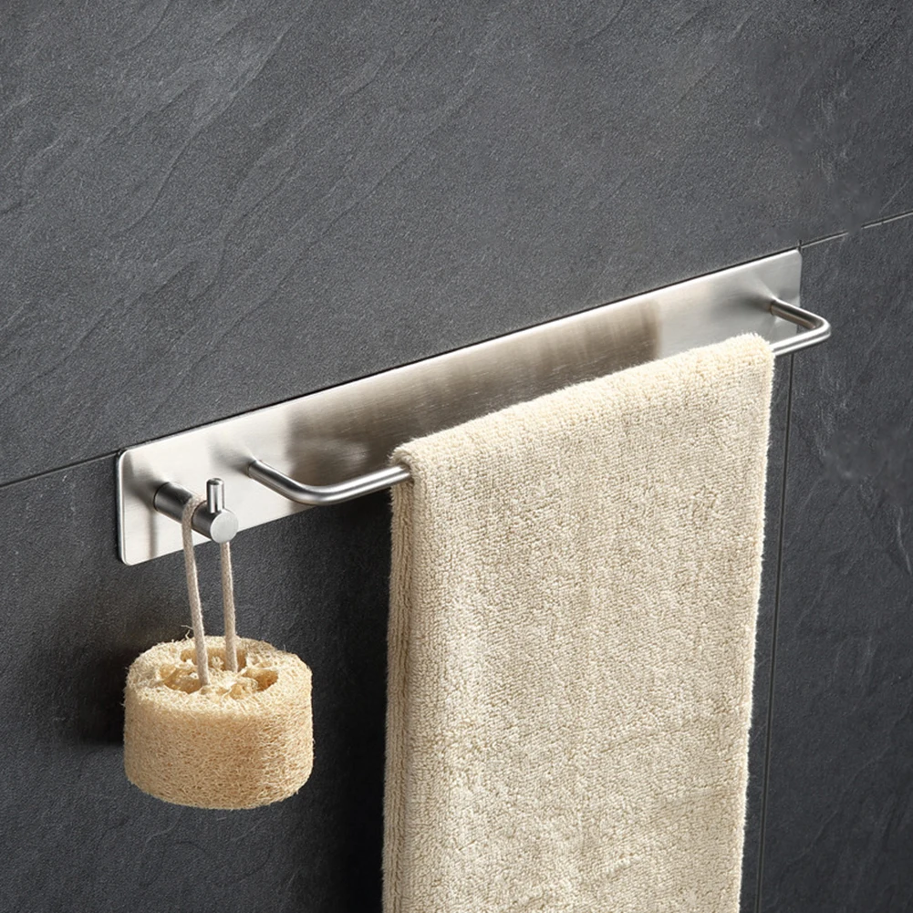 

Strong Self-adhesive Stainless Steel Towel Rack Bar Bathroom Kitchen Cabinet Shelf Door Back Hanging Holder Organizer Paper Rack