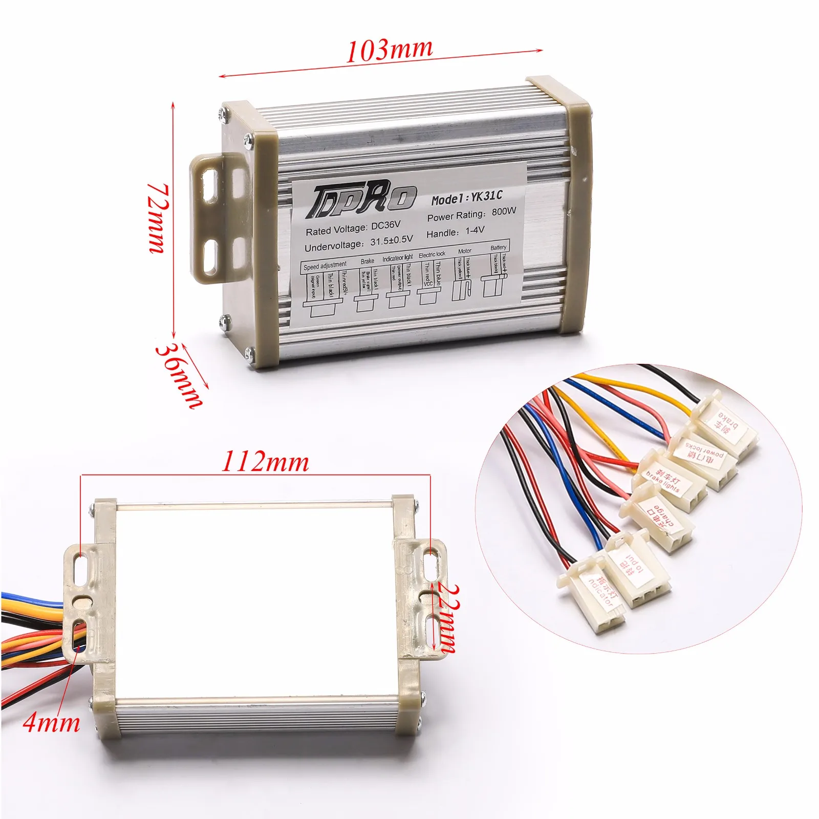 DC 36V 800W Brushed Motor Speed Controller + 36V 3 in1 Twist Throttle Grips Electric Quad ATV Indicator  Motorcycle