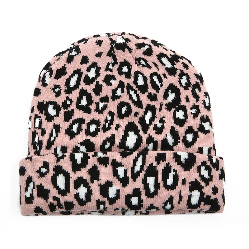 New Leopard Autumn Winter Causal Hip Hop Beanie Tide Korean Version Keep Warm Knitted Hat Adult Cap 4