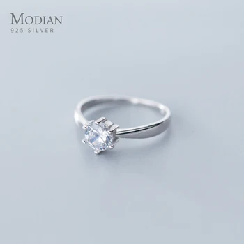 

Modian Fashion Dazzling AAA Zircon Classic Ring for Women Gift Genuine 925 Sterling Silver Wedding Engagement Statement Jewelry