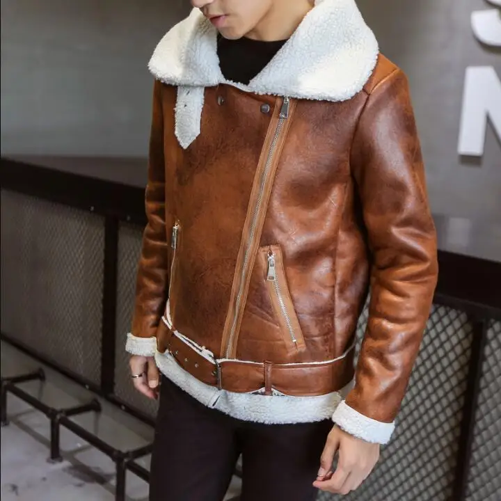 

Nice Men's Faux Fur Coat Harajuku Fashion Thick Warm Winter Stylish Mens Leather Jackets Designer Suede Bomber Jacket Parka