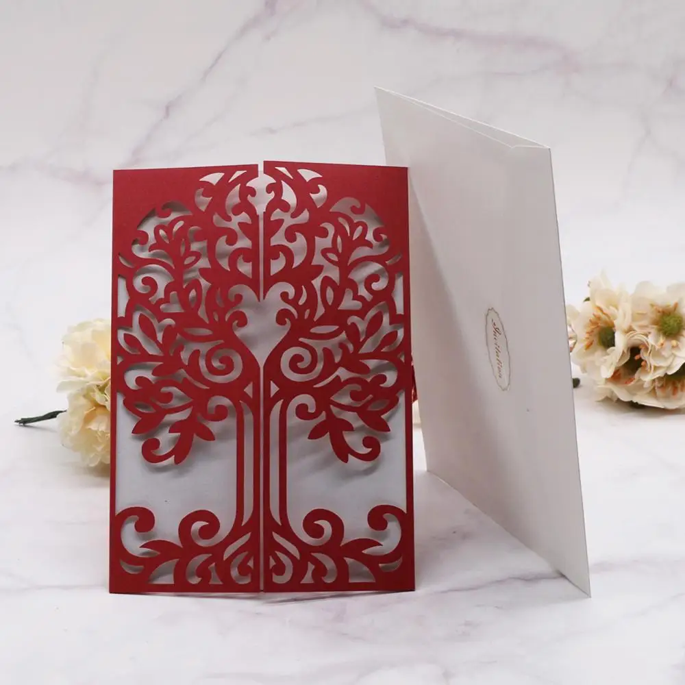 40pcs/lot Flamboyance Wedding Invitation Card Sculpture Tree And Waves Theme Birthday Party Baby Shower Invitation
