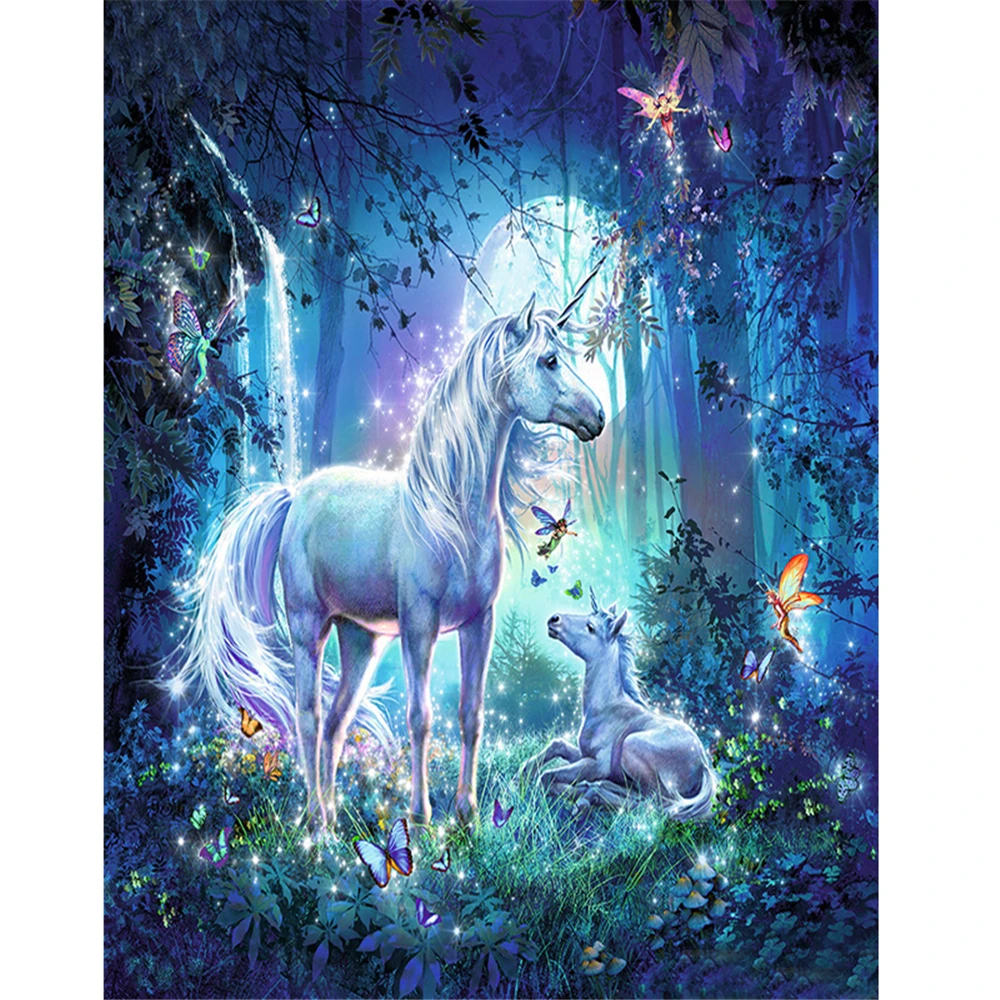 

Unicorn Family 40X50cm Painting By Numbers with Combo Inner Frame and Colorful Paper Box Package and Color Baselines Canvas