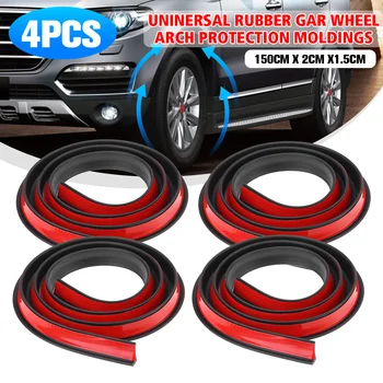 

4pcs/2pcs Universal Rubber Car Mudguard Trim Wheel Arch Protection Moldings Black Anti-collision Sticker