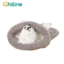 Теплый спальный мешок для кошек из кораллового флиса кровать