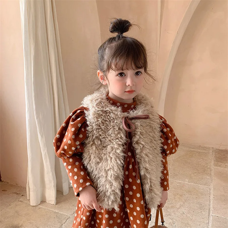 Baby Faux Fur Vest Outerwear Girls Boys Fashion Winter Warm All-Matching Solid Color Waistcoat Toddler Kids Thick Coat 