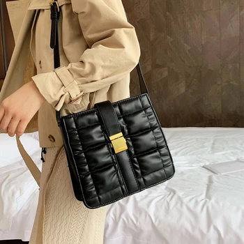 

Fashion Lattice Square Women Shoulder Bags Designer Thread Plaid Messenger Bag Luxury Pu Leather Crossbdoy Bag Ladies Big Purses
