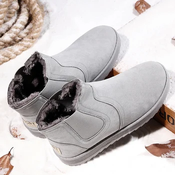 

Men Winter Snow Boots Keep Warm Fur Inside Chelsea Ankle Outdoor Fashion Causal Shoes Plus Plush Thermal