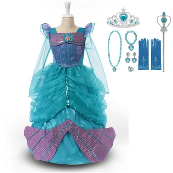 

Mermaid Princess Girl Dress Cosplay Costumes for Kids Birthday Party Fancy Dress Outfit Lace Tulle Mermaid Dresses