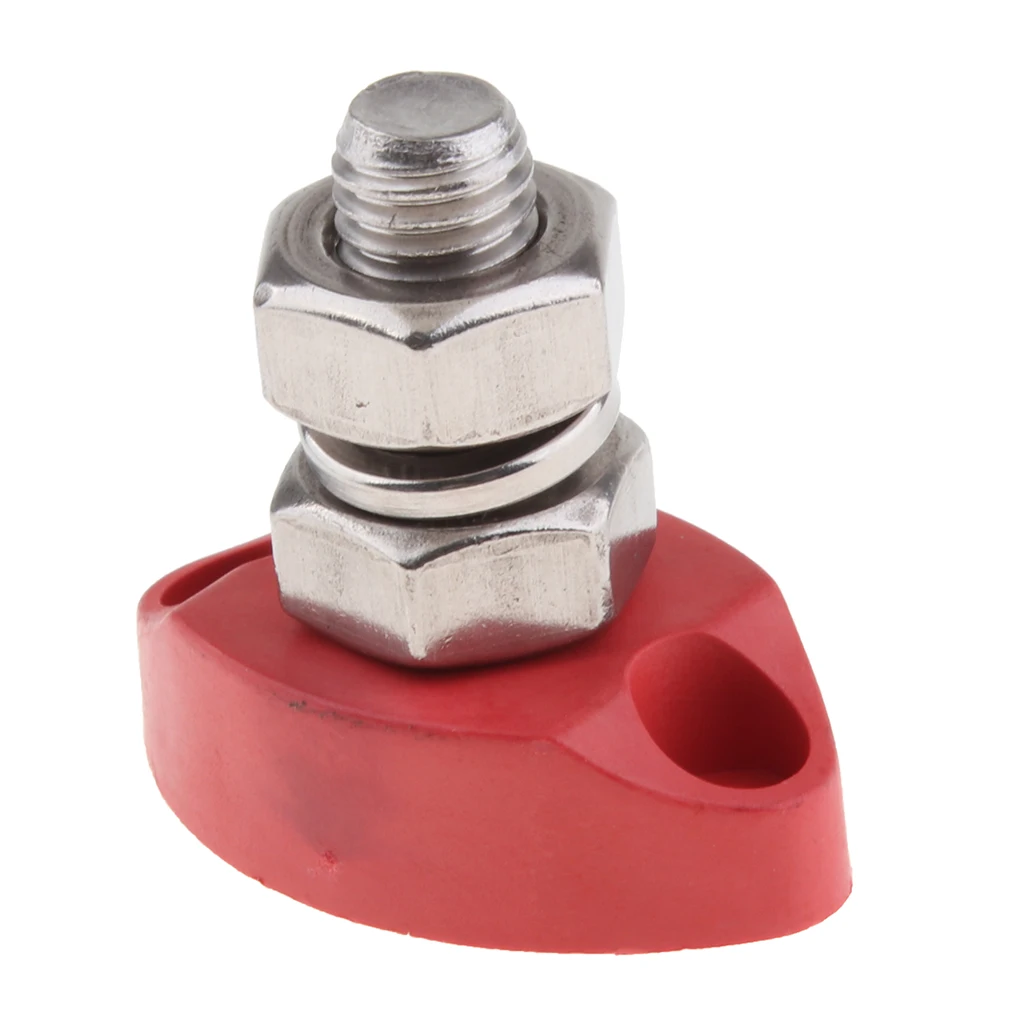 Terminal Junction Block Stainless Power Post Distribution Buss Bar Red