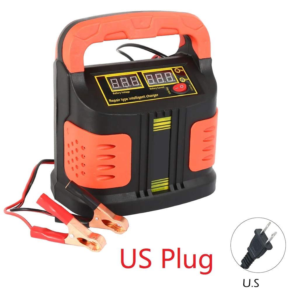 US Plug Портативный 350W 14A автоматическое устройство для Батарея Зарядное устройство регулировки ЖК-дисплей смарт-устройство для быстрой Мощность Зарядка для автомобиля, мотоцикла, 12 V-24 V автомобиль скачок стартер - Цвет: US Plug