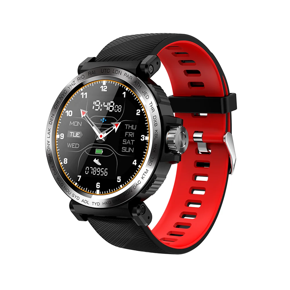 Red Смарт-часы RUGUM S18, фитнес-часы, полный экран, сенсорные Смарт-часы, водонепроницаемые спортивные часы, монитор сердечного ритма для мужчин и женщин - Цвет: Red