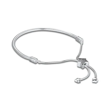 

Moments Pave Star and Snake Chain Sliding Bracelet 925 Silver Bracelets For DIY Woman Fashion Bracelets For Jewelry Making