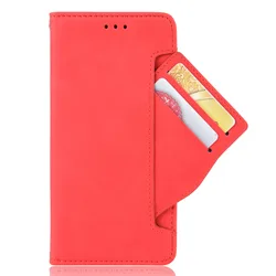 Luxury Leather Flip Wallet Case with Pen Holder & Card Slots - Magnetic Closure Phone Cover for Samsung Z Fold 5 (Red)