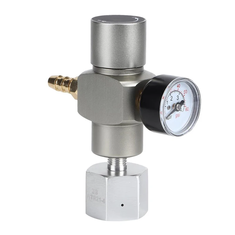 

Copper 2 In 1 Mini CO2 Gas Regulator Soda Pressure Gauge With Adapter 3/8 To TR21.4 Connector