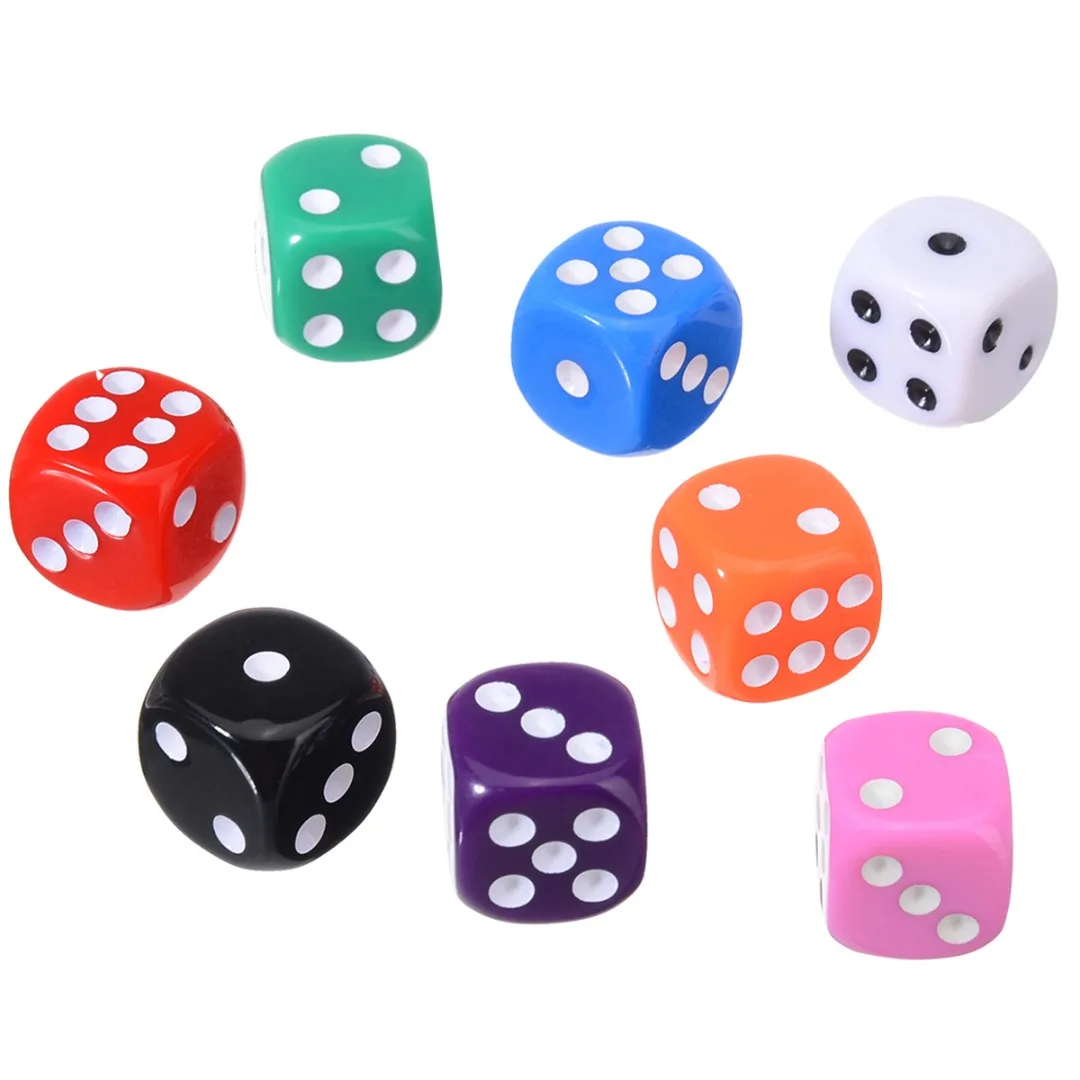 10Pcs/Set 6 Sided Dice Round Corner Gem Dices 16mm Playing Table Game Supplies 