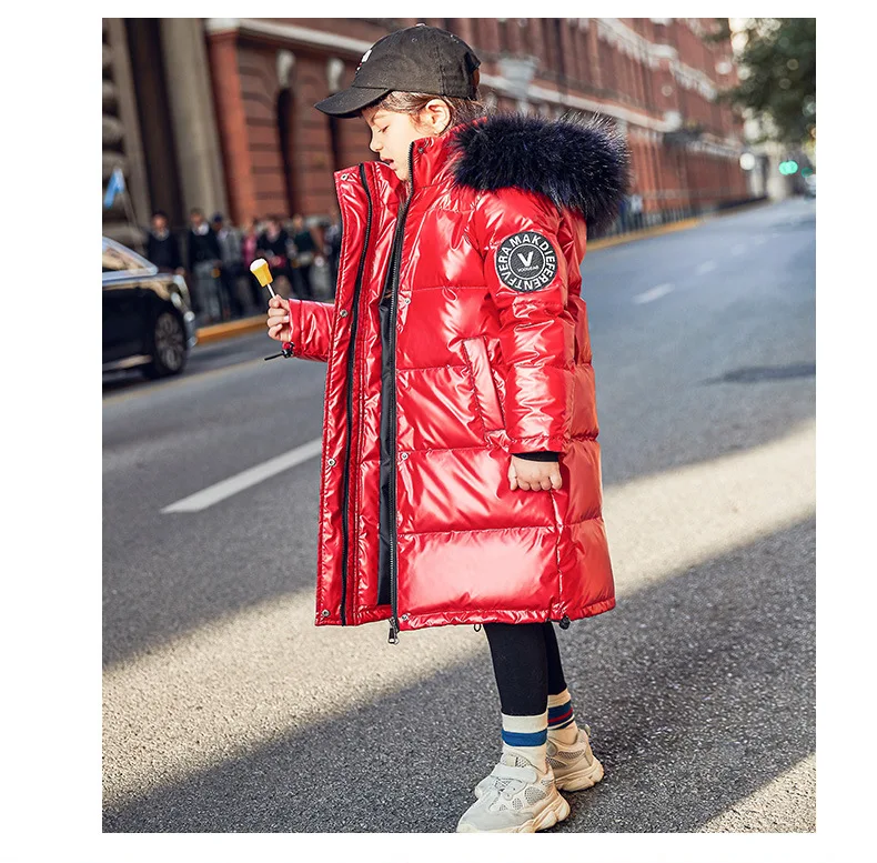 Winter Down Jacket Children Clothing Girl Coats Boy Waterproof Hooded Jackets Kids Parka Solid Warm Thick Long Coats Teen Parka