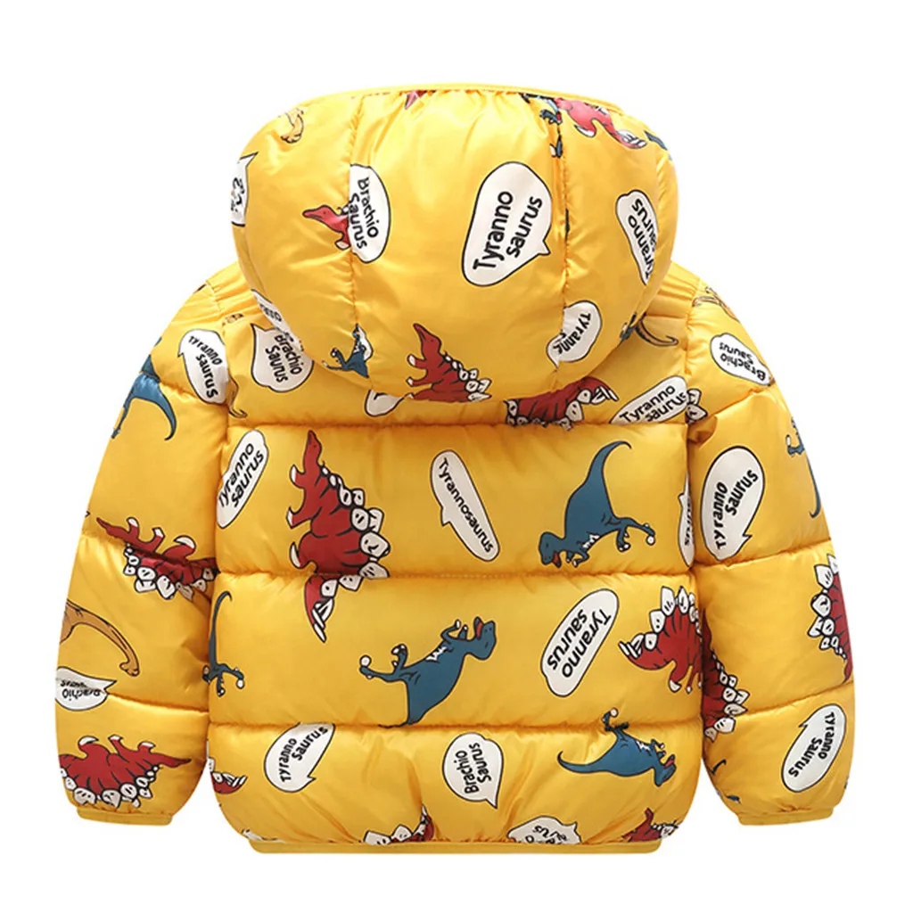 Куртка для маленьких девочек коллекция года, зимняя куртка для девочек, пальто ветрозащитная куртка для мальчиков с капюшоном и рисунком динозавра детская одежда, l5010916