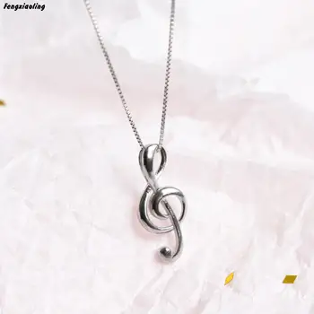 

Fengxiaoling 100% Genuine 925 Sterling Silver Beautifully Musical Note Pendant Necklaces For Women Fine Jewelry Cute Accessories