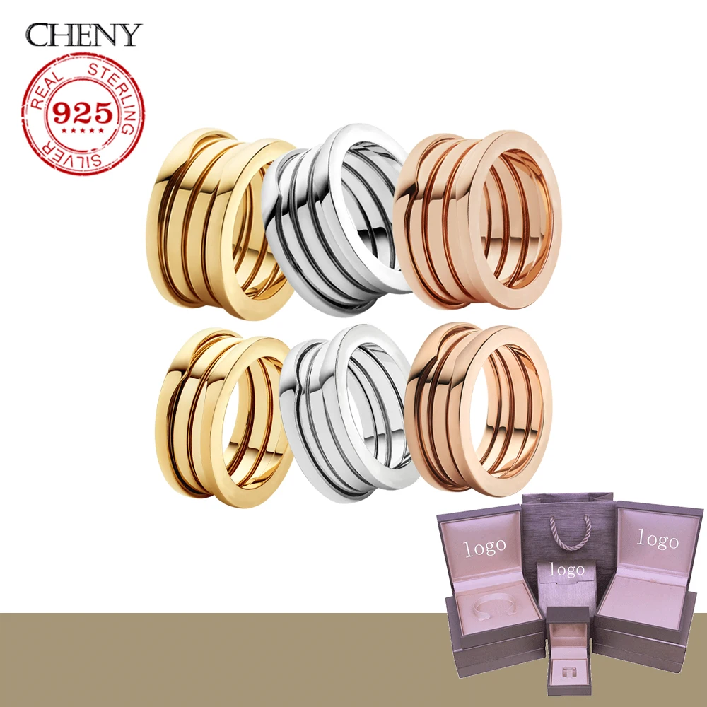 cheny fit bulgaria 925 sterling silver rings spring rings classic trendy design rose gold color anniversary party gift for women