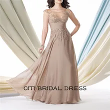 Champagne Elegant Dress Women For Wedding Party Lace Beadings Mother Of Bride Plus Size Wedding Guest Dress robe mariage femme