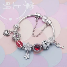 Красные стразы браслеты с подвесками модные женские браслеты классические браслеты для девочек ювелирные изделия Рождественский подарок