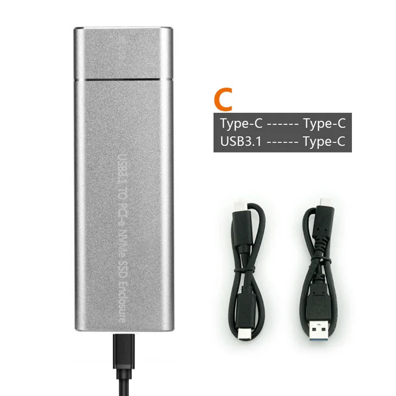 Черный PCIE SSD USB3.1 type C to M.2 M ключ NVMe PCI-E жесткий диск Корпус чехол 10 Гбит/с 2280 HDD корпус мобильный ящик твердотельный ящик - Цвет: Черный