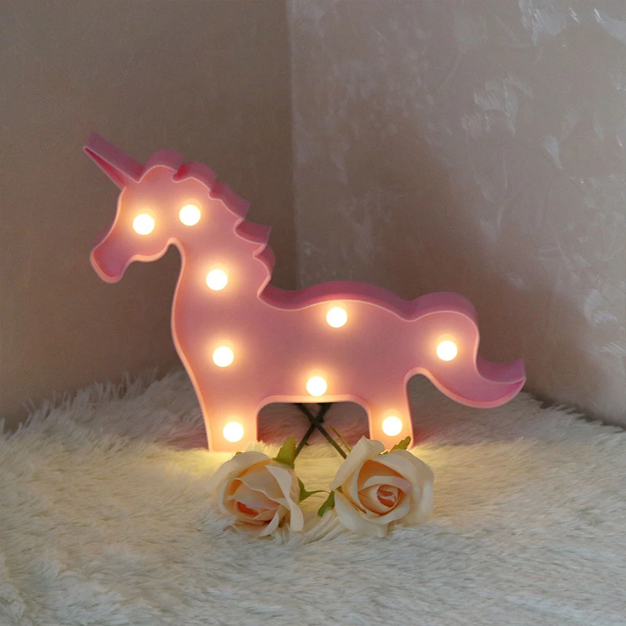 Светодиодный светильник в виде фламинго, единорога, ночник, ананас, кактус, Звездный светильник, настенные украшения, светильник, подарки на Рождество, праздник, день рождения