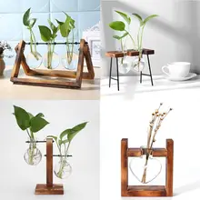 1/2/3 шт. Настольная Ваза гидропоническая посадка бонсай горшок для цветов с деревянный поднос деревянные подставки для цветов Настольная Вазы Для Цветов