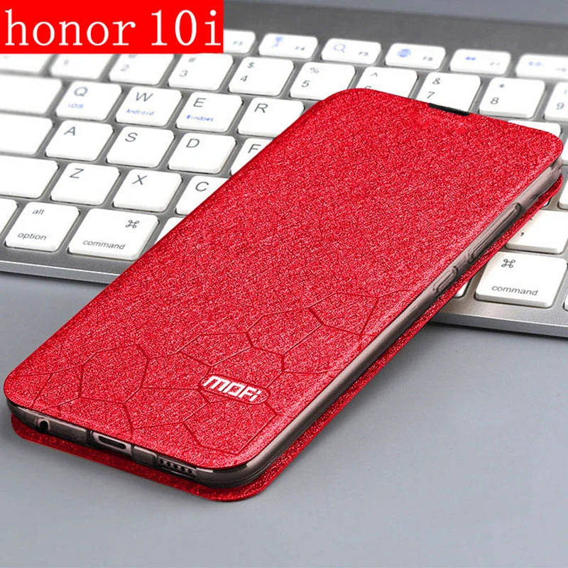Baratos Funda para Huawei Honor 10i cubierta Flip cuero libro PU MOFi lujo suave silicona Capa Glitter fino Huawei HRY LX1T HONOR 10I funda