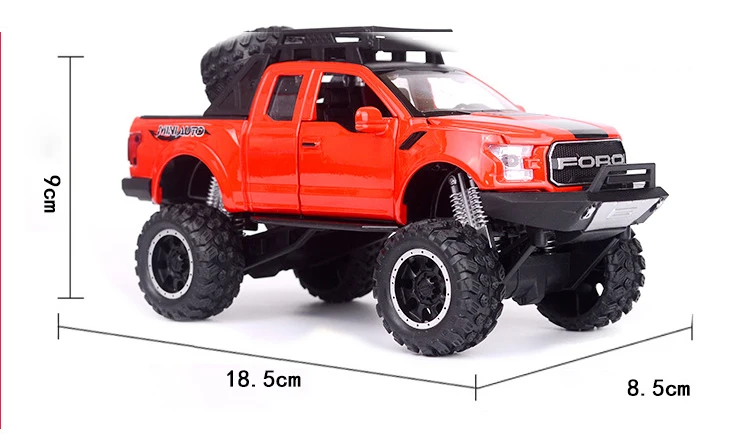 Горячая масштаб 1:32 большие колеса литой автомобиль Ford F150 Raptor пикап металлическая модель с светильник и звуковая коллекция игрушек
