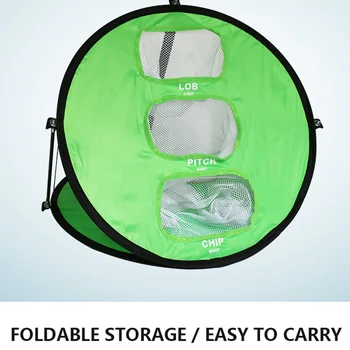 

Golf Net Backyard Nylon Cutting Practice Training Aids Sports Folding Indoor Outdoor Pitching Cage Chipping 5 Holes Double Side
