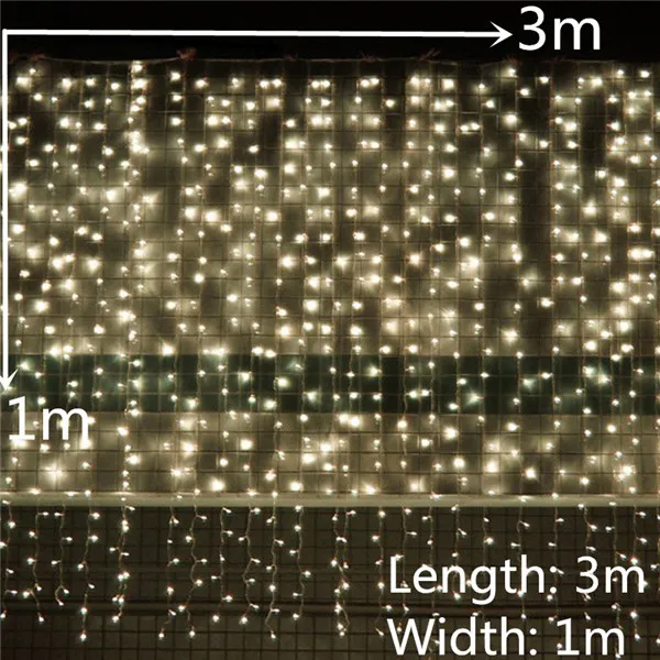 3x1/3x2/3x3 м светодиодный гирлянда для штор рождественские украшения для дома Рождество год декоративные рождественские украшения Navidad Natal - Цвет: warm white 3x1