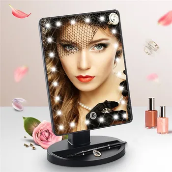 

Touch-Sensitive Led Makeup Mirror Touch Screen LED Natural Light Desktop Makeup Mirror 180 Rotating Touch-Sensitive Control