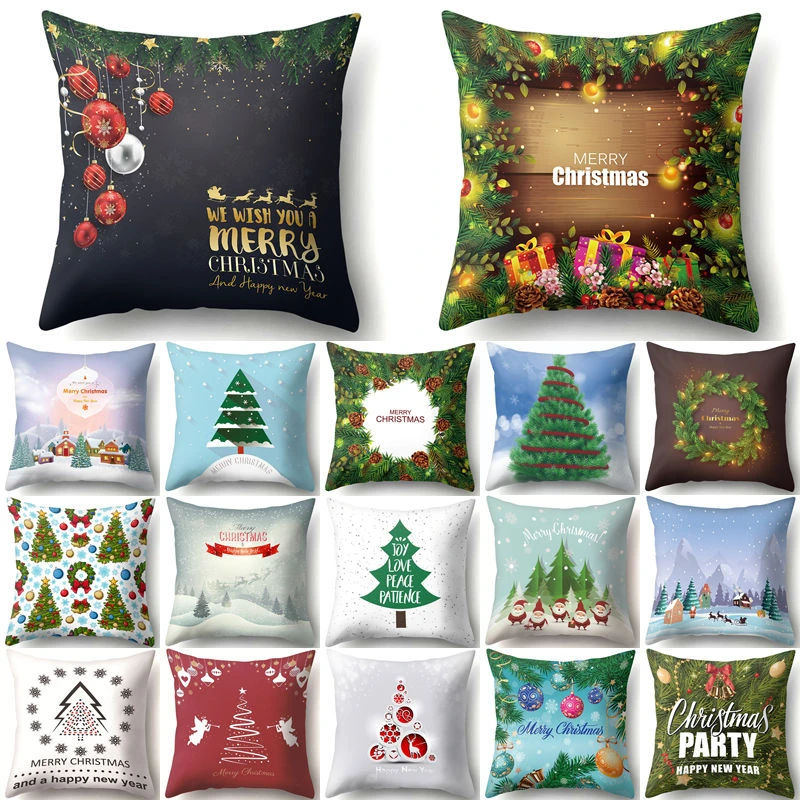 

Christmas tree Pattern Cushion Cover 45*45 Decorative Throw Pillow Xmas New Year Sofa Bed Home Decor Polyester Pillowcase 40543