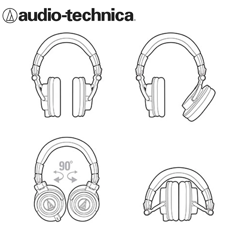 Audio-Technica ATH-M50X WH на голову профессиональный полностью закрытый музыкальный мониторинг Портативный HIFI гарнитура