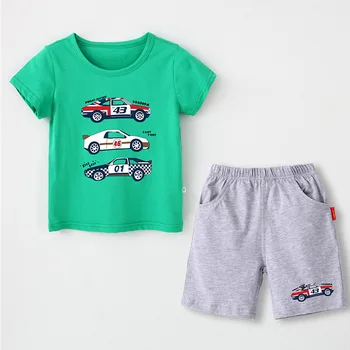 

Kids Summer Clothes sets Baby Boy Cartoon Tops T-Shirt Train Shorts Outfits Set Sleepwears suits children's set suit 2-8 years