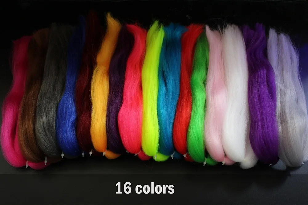 Tigofly 16 цветов синтетического волокна большой Хэнк супер волос муха завязывание рыболовный крючок Бактейл изготовления приманки материалов