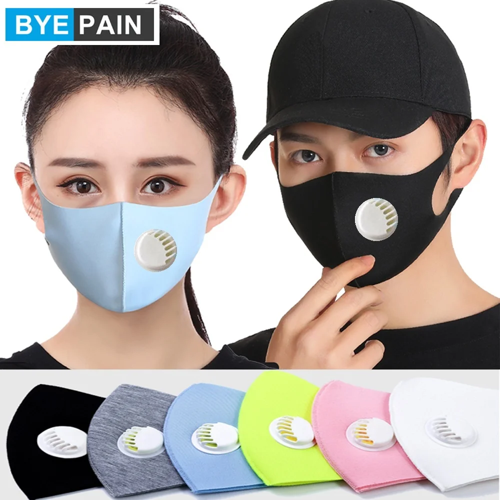 

1Pcs Black Mouth Mask with Breath Value Breathing Face Mask Dust Cotton Mask Washable and Reusable for Man Woman Outdoor