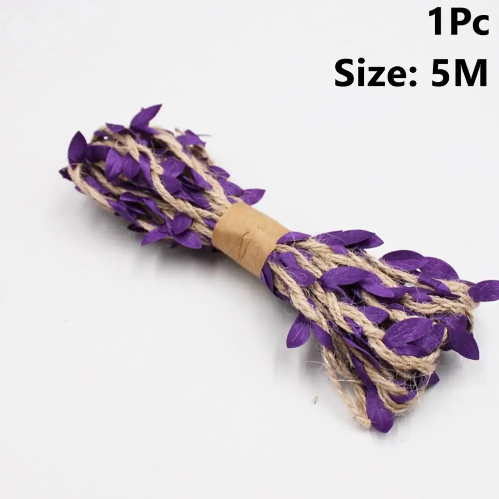 Taop 2m Toile De Jute Burlap Vintage Rustic Wedding Accessories Colored Ficelle Jute Juta Sackcloth Natural Chemin De Table Jute - Цвет: 5m Purple Rope