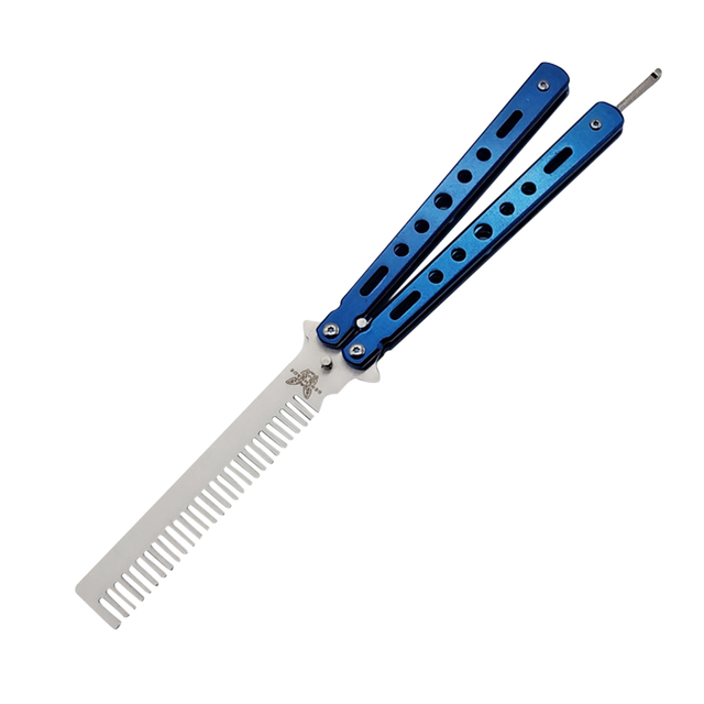 Comb Stainless Steel Practice Training Butterfly Knife Comb Beard Moustache Brushe Salon Hairdressing Styling Tool