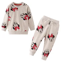 Комплекты одежды с героями мультфильмов для девочек; детская зимняя одежда; милые теплые милые комплекты с принтом Минни Маус для маленьких мальчиков и девочек; детская одежда