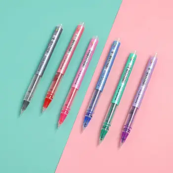 

JIANWU 6pcs/set colourful Straight liquid gel pen 0.38mm Bright ink journal pen Cute student writing pen Office Supplies