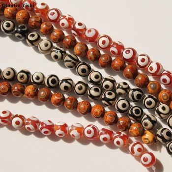 

Old three Eyes Dzi agates 8mm Round Loose Beads For For Jewelry Making DIY Bracelet Necklace