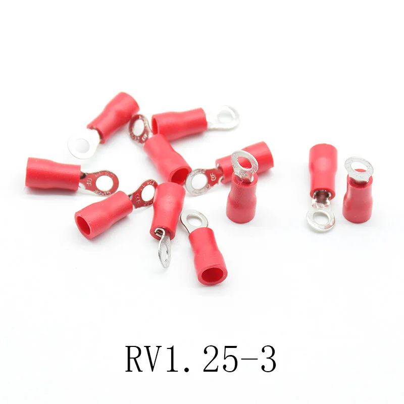50 шт. красный RV1.25-3 4 5 6 8 10 12 кольцо изолированный провод разъем Электрический обжимной клеммный кабель провода соединитель AWG