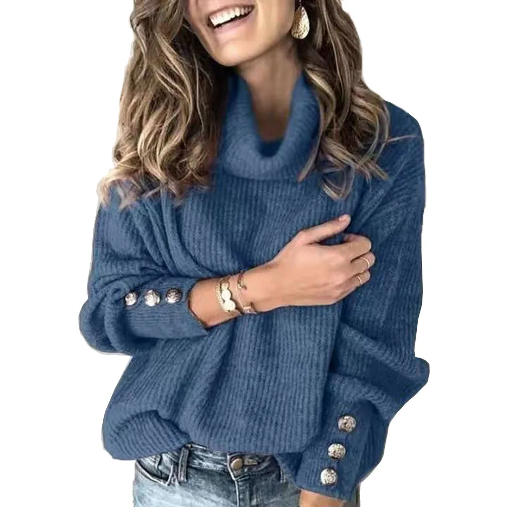 Сексуальный свободный свитер размера плюс, женские свитера на осень и зиму, свитер с длинным рукавом и высокой горловиной, вязаный уличная одежда, пуловер, Новая Вязаная одежда
