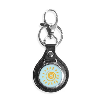 

Sun Sunshine Yellow Hand Painting Leather Metal Key Chain Ring Car Keychain Gift