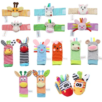 

1Pcs Cartoon Baby Toys 0-12 Months Baby Rattles Children Infant Newborn Toys Soft Plush Sock Baby Toy Wrist Stra Jouet