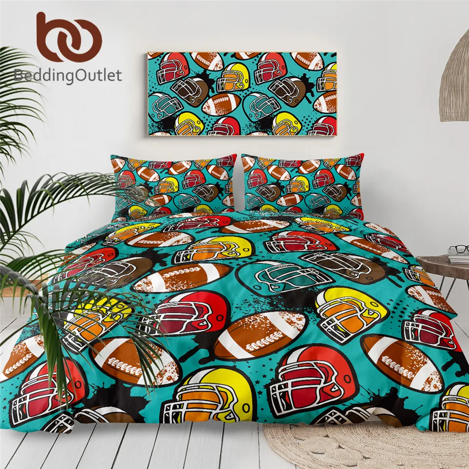 Beddingoutlet Sports Cartoon Bedding Set Balls Helmet Duvet Cover